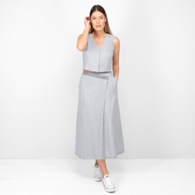 grey linen skirt