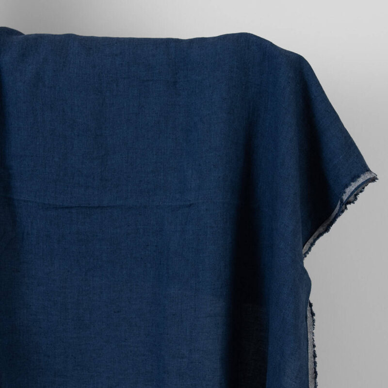 Linen washed fabric dark blue