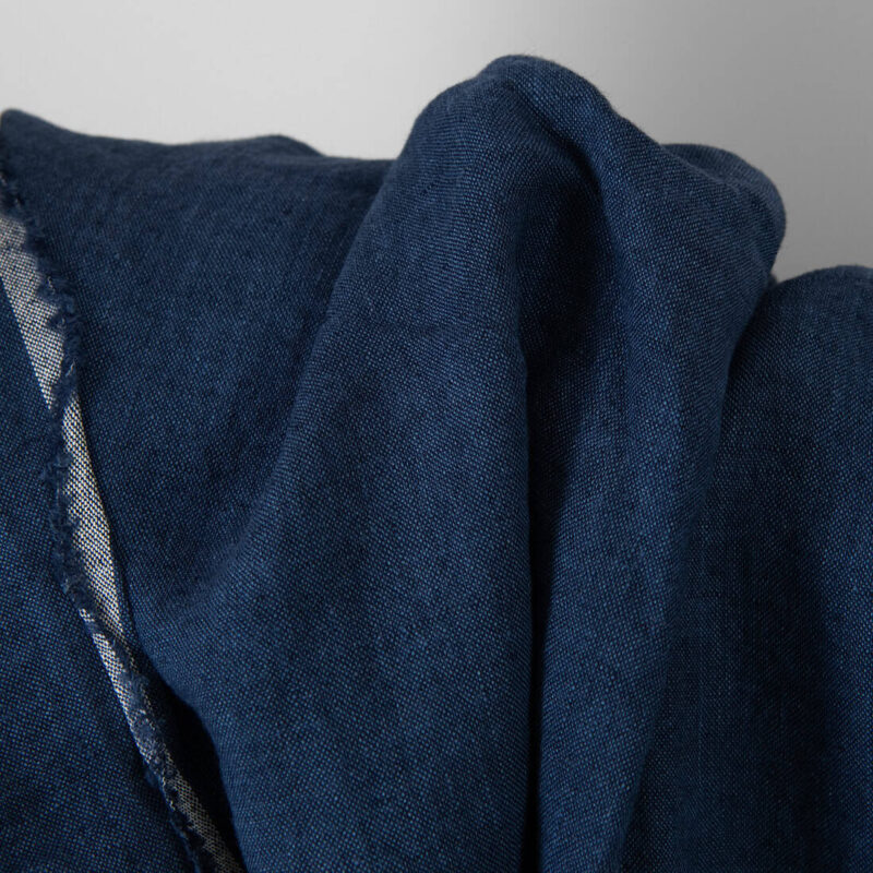 Linen washed fabric dark blue