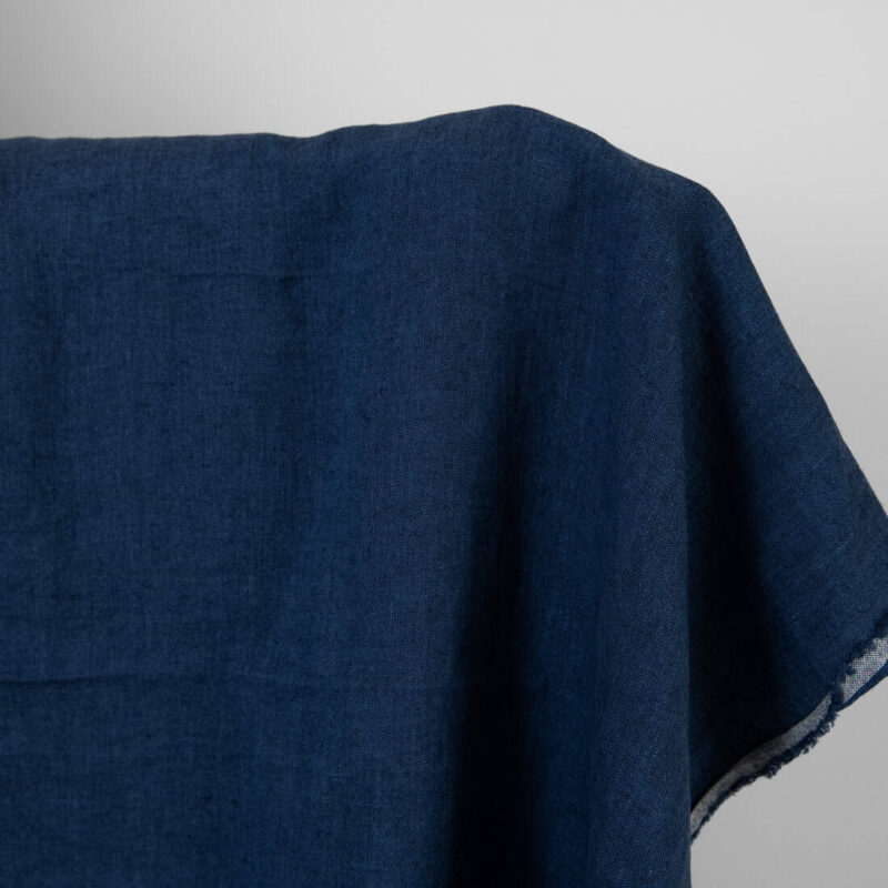 Linen washed fabric dark blue