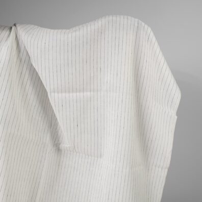Linen fabric off-white colour with black stripes