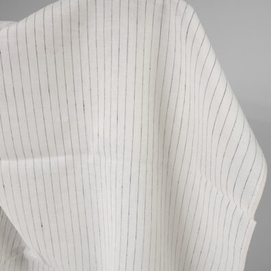Linen fabric off-white colour with black stripes product photo