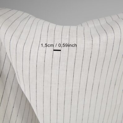 Linen fabric off-white colour with black stripes with measurements