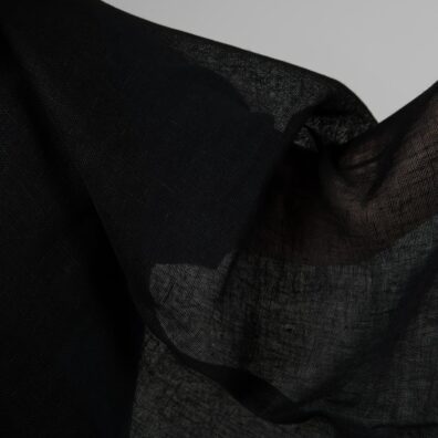 Transparent linen black fabric close up detail