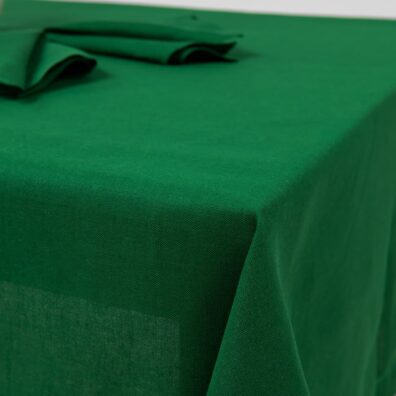 Linen cotton emerald green tablecloth table edge