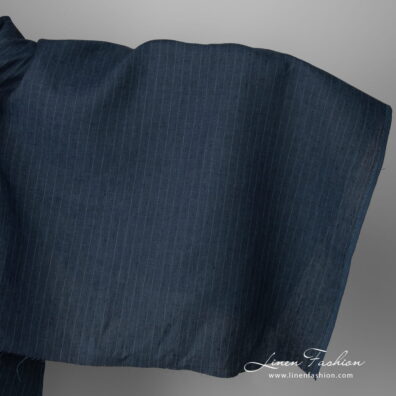 Dark blue striped linen fabric