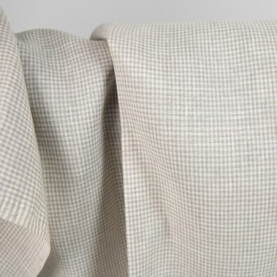 Linen fabric in natural and white colour checks product photo