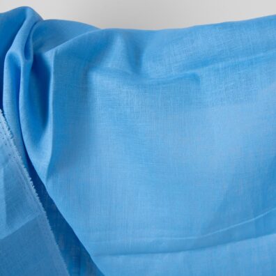 Linen fabric sky blue colour not washed detail view