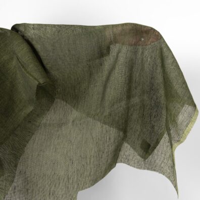 Linen fabric dark moss green colour transparent