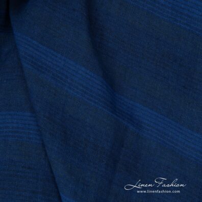 Wide washed linen fabric in blue stripes product photo detail