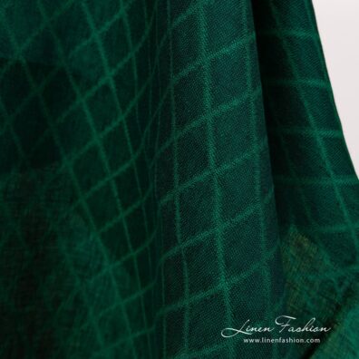 Linen fabric green colour rhombus pattern product photo