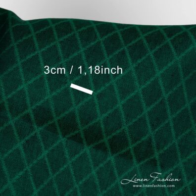 Linen fabric green colour rhombus pattern with measurements