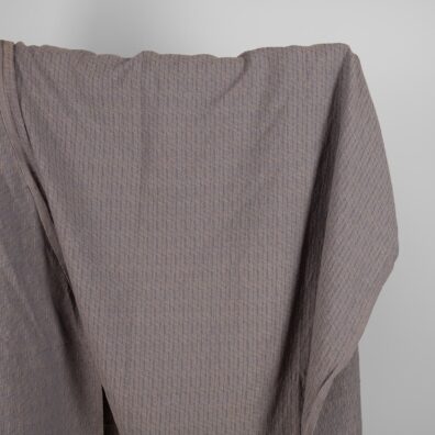 Washed linen cotton fabric blueish grey and brown pattern