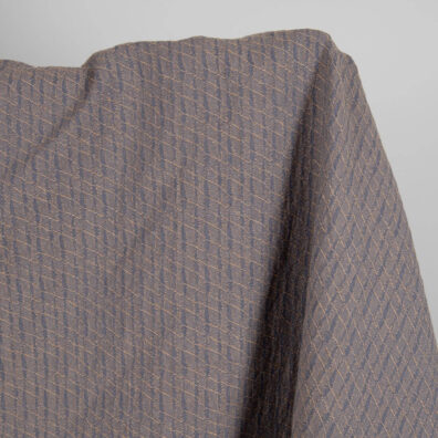 Washed linen cotton fabric blueish grey and brown pattern 150cm