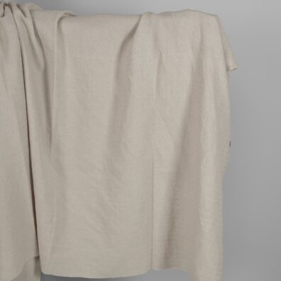 Washed linen cotton sand colour herringbone pattern