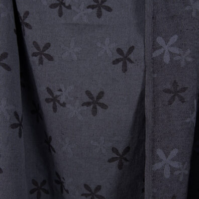Washed linen cotton fabric with blueish grey flowers 150cm