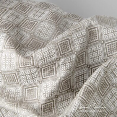 Linen cotton fabric sand colour rhombus pattern product photo