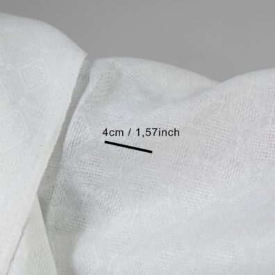 Linen cotton fabric optic white rhombus pattern with measurements