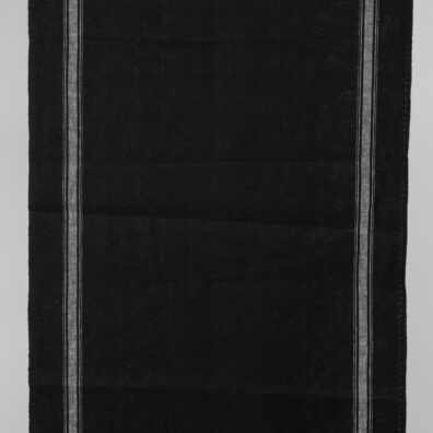 Narrow linen fabric black colour with white stripes