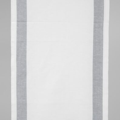 Narrow linen cotton fabric white colour with grey stripes