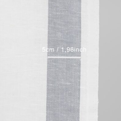 Narrow linen cotton fabric white colour with grey stripes with measurements