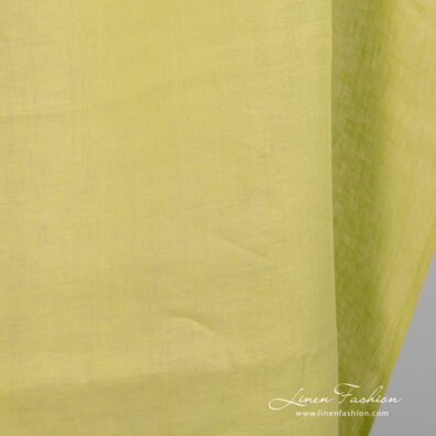 Linen fabric pale lime colour close up view