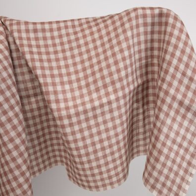 Linen fabric in brown and natural linen colour checks