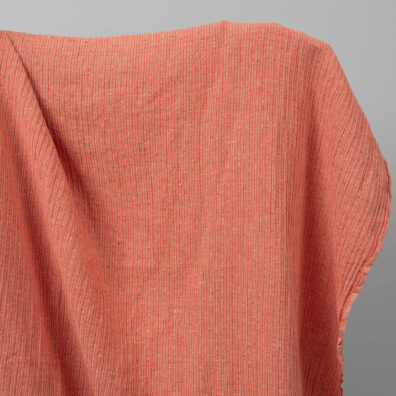 Washed linen cotton fabric in red-white stripes