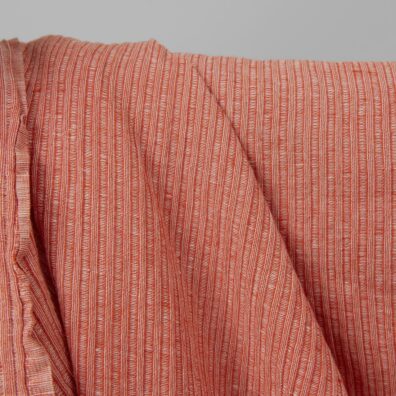 Washed linen cotton fabric in red-white stripes product photo