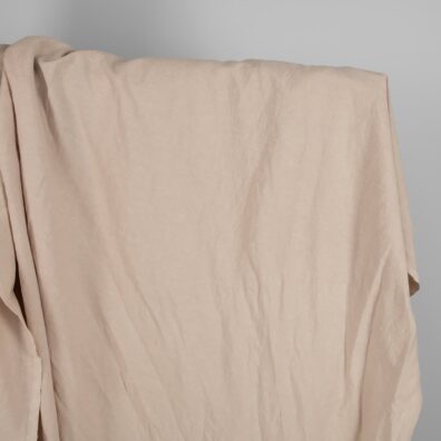 Washed linen cotton fabric light brown colour