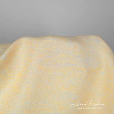 Linen cotton fabric yellow white small pattern product photo
