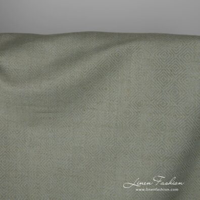 Linen cotton fabric in greyish green diamond pattern 150cm product photo
