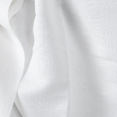 Linen cotton fabric bright white checks pattern 150cm