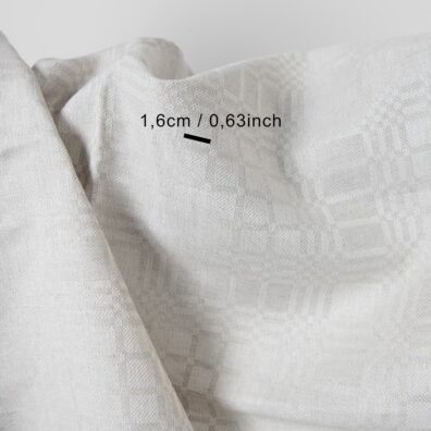 Linen cotton fabric in light beige checks with measurements