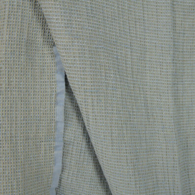 Washed linen cotton fabric blueish green waffle detail