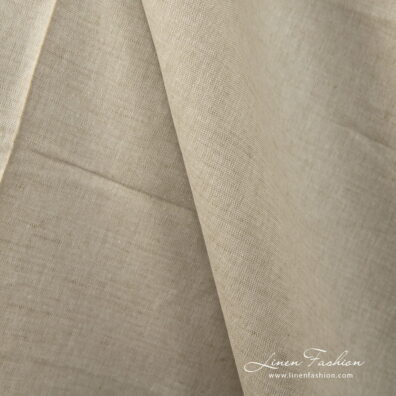 Linen cotton fabric brownish green colour close up detail