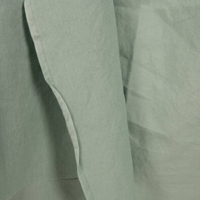Washed linen cotton fabric aquamarine colour edge