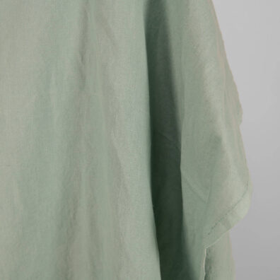 Washed linen cotton fabric aquamarine colour close up detail