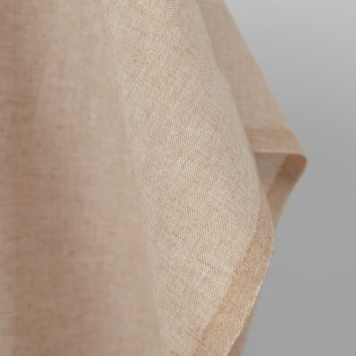 Wide linen cotton fabric light brown colour edge