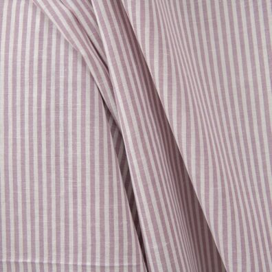 Wide linen cotton fabric in white and lilac stripes product photo