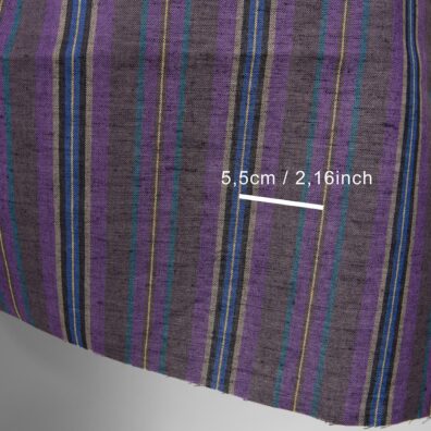 Linen cotton fabric in different shade violet stripes with measurements
