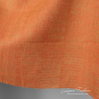 Linen fabric orange with stripes edge