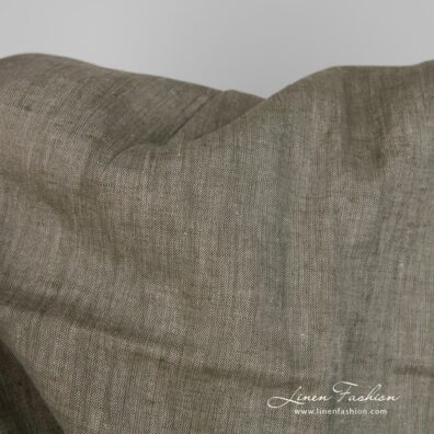 Linen fabric natural greyish green colour product photo