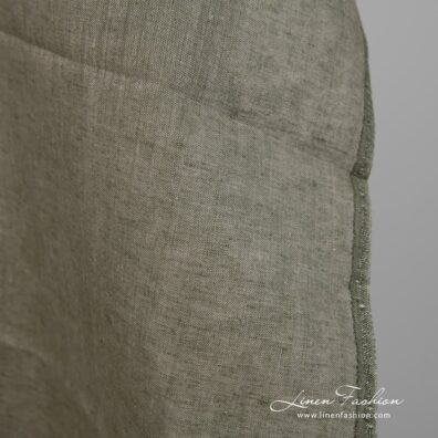 Linen fabric natural greyish green colour edge