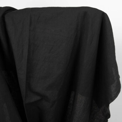 Washed linen cotton fabric black colour