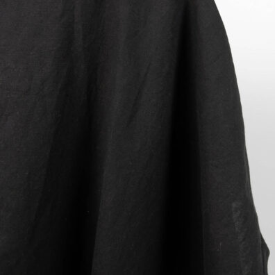 Washed linen cotton fabric black colour close up detail