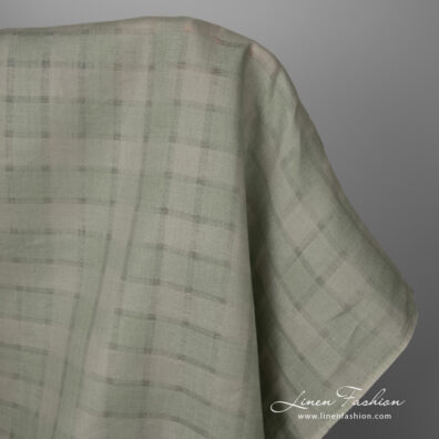 Linen fabric dusty green grey striped checks product photo