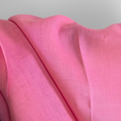 Linen fabric solid pink texture