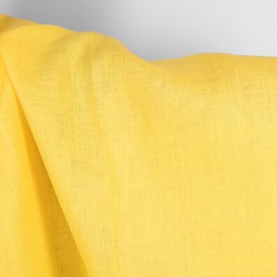 Linen fabric in plain vibrant yellow colour product photo