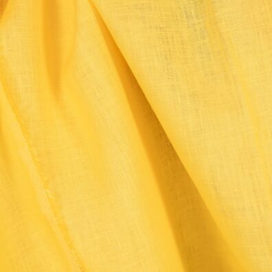 Linen fabric in plain vibrant yellow colour close up detail